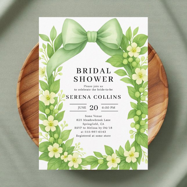 Invitación Elegante ducha de novia verde botánico (Subido por el creador)