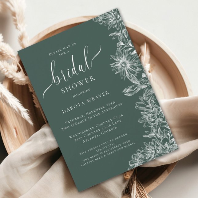 Invitación Elegante ducha de novia verde esmeralda (Subido por el creador)