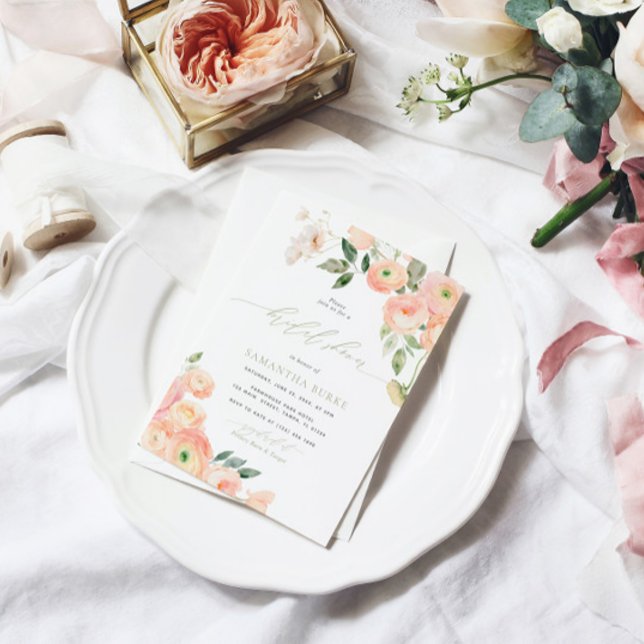 Invitación Elegante ducha de novia verde Rubor y Sage (Subido por el creador)