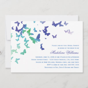 Invitación Elegante ducha de novia verde y azul
