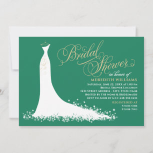 Invitación Elegante ducha de novia verde y Boda dorada