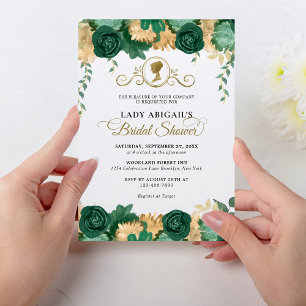 Invitación Elegante ducha de novia victoriana con flores de e