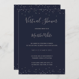 Invitación Elegante ducha de novia virtual de plata azul de l