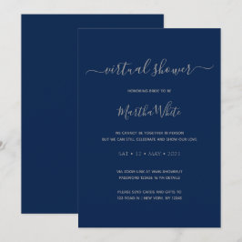 Invitación Elegante ducha de novia virtual de plata de la mar