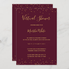 Invitación Elegante ducha de novia virtual simple de oro borg