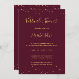 Invitación Elegante ducha de novia virtual simple de oro borg