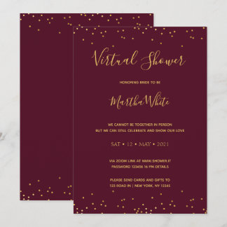 Invitación Elegante ducha de novia virtual simple de oro borg