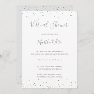 Invitación Elegante ducha de novia virtual simple y gris gris