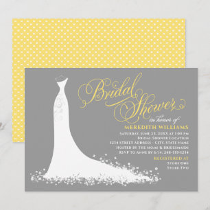 Invitación Elegante ducha de novias amarillo y gris Boda