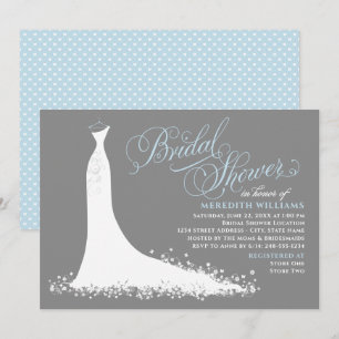 Invitación Elegante ducha de novias azul y gris Boda