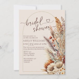Invitación Elegante ducha de novias bohemias florales