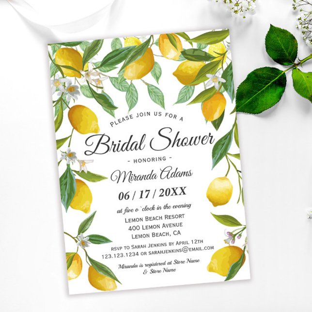 Invitación Elegante ducha de novias Boho Lemon Summer (Subido por el creador)