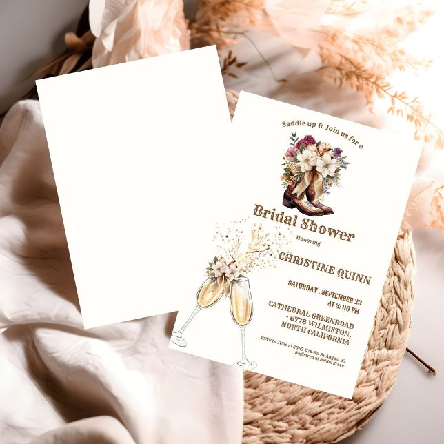 Invitación Elegante ducha de novias Boho Occidental Cowboy (Subido por el creador)