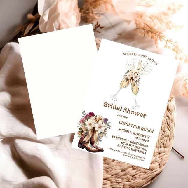 Invitación Elegante ducha de novias Boho Occidental Cowboy (Subido por el creador)