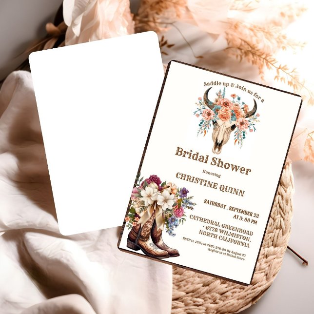 Invitación Elegante ducha de novias Boho Occidental Cowboy (Subido por el creador)
