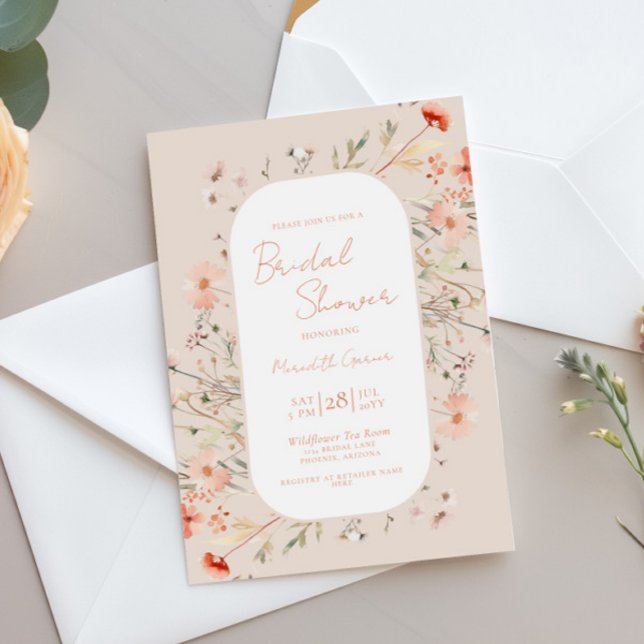 Invitación Elegante ducha de novias Boho Wildflowers (Subido por el creador)