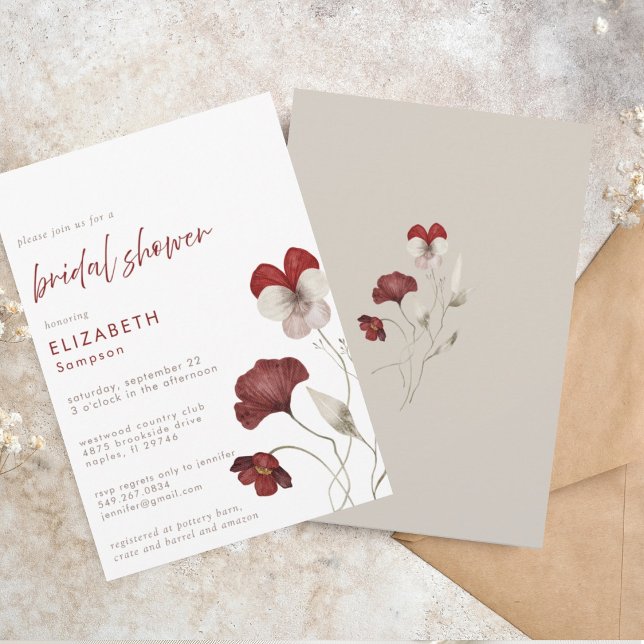 Invitación Elegante ducha de novias botánicas con flores de B (Subido por el creador)