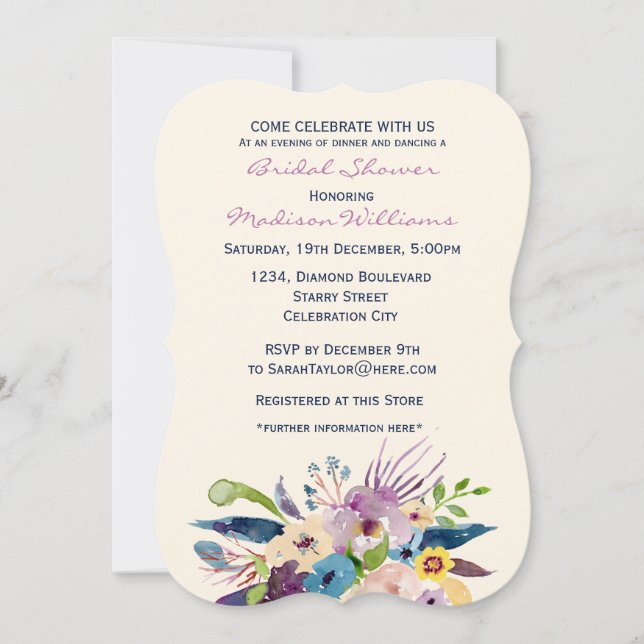 Invitación Elegante ducha de novias Bouquet (Anverso)