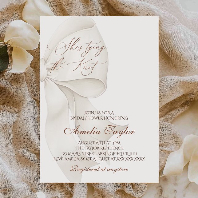 Invitación Elegante ducha de novias Bow (Subido por el creador)