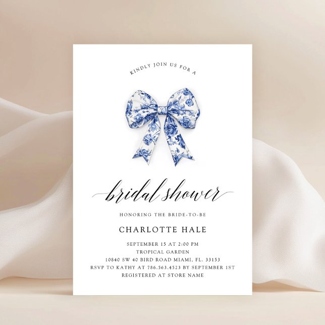 Invitación Elegante ducha de novias Bow (Subido por el creador)