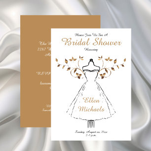 Invitación Elegante ducha de novias con acento dorado