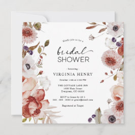 Invitación Elegante ducha de novias con flores de Boho