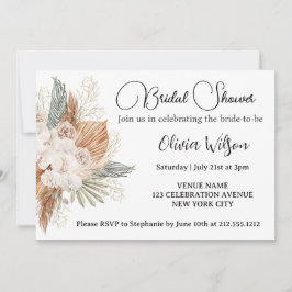 Invitación Elegante ducha de novias con flores de Boho