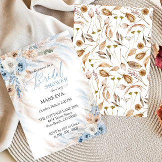 Invitación Elegante ducha de novias con flores de Boho