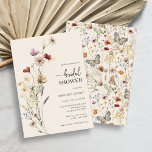 Invitación Elegante ducha de novias con flores de Boho<br><div class="desc">Esta elegante y elegante invitación a la ducha de novias cuenta con hermosas flores naturales pintadas a mano dispuestas como un bonito ramo y un elegante guión de caligrafía, perfecto para bodas de primavera, verano o otoño. La parte posterior incluye un patrón de coincidencia. Buscar elementos coincidentes en la colección...</div>