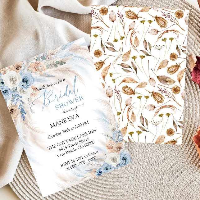 Invitación Elegante ducha de novias con flores de Boho (Subido por el creador)