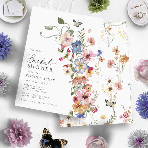 Invitación Elegante ducha de novias con flores de Boho