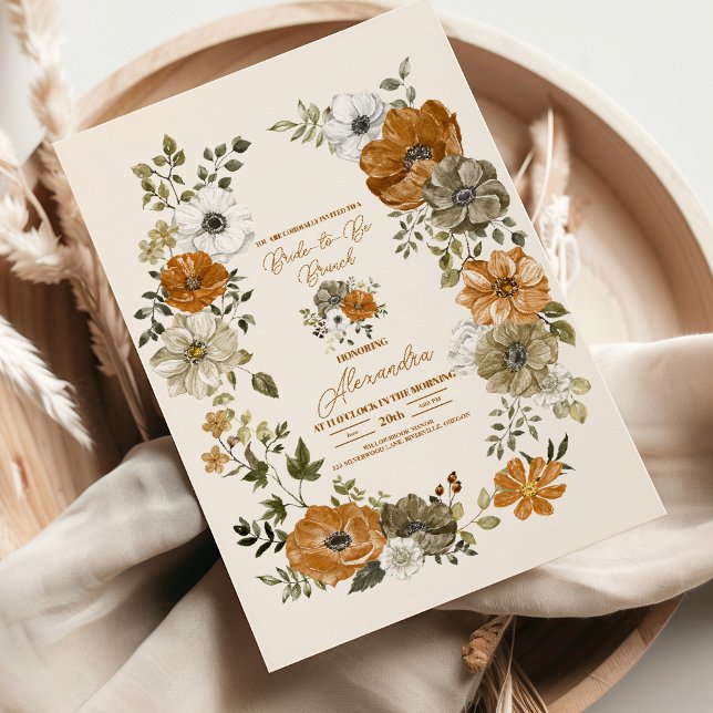 Invitación Elegante ducha de novias con flores de Boho (Subido por el creador)
