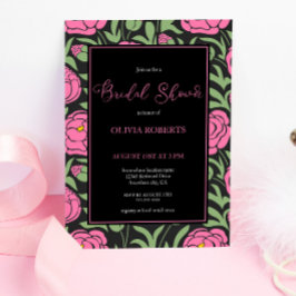 Invitación Elegante ducha de novias con flores de peones rosa