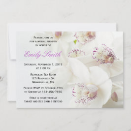Invitación Elegante ducha de novias con orquídeas blancas y p