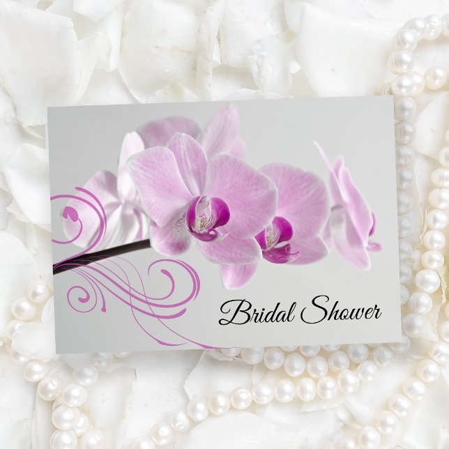 Invitación Elegante ducha de novias con orquídeas rosas (Subido por el creador)