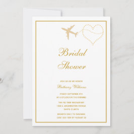 Invitación Elegante ducha de novias con viaje de oro blanco