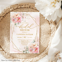 Invitación Elegante ducha de novias de Boho Rubor Roses rosad