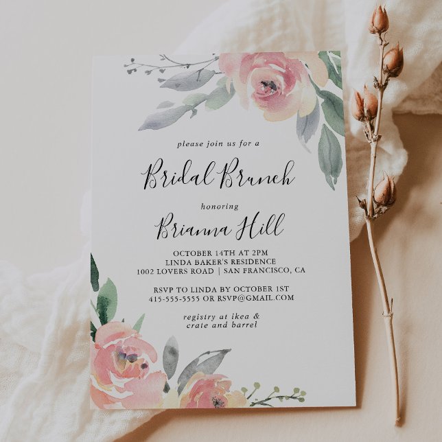 Invitación Elegante ducha de novias de brunch rosa de Rubor (Subido por el creador)