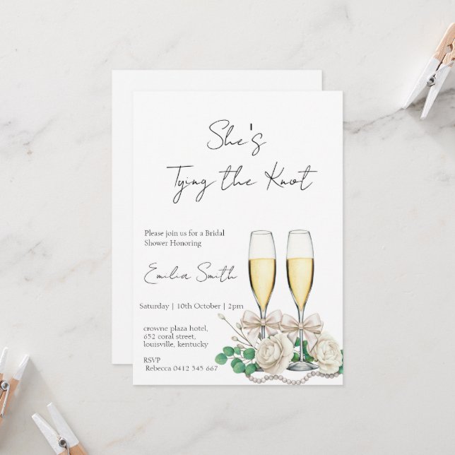 Invitación Elegante ducha de novias de champán (Anverso/Reverso In Situ)