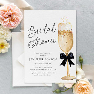Invitación Elegante ducha de novias de champán