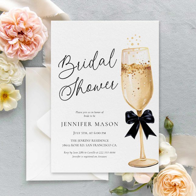 Invitación Elegante ducha de novias de champán (Champagne Bridal Shower Invitation)