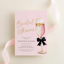 Invitación Elegante ducha de novias de champán rosa