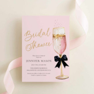 Invitación Elegante ducha de novias de champán rosa