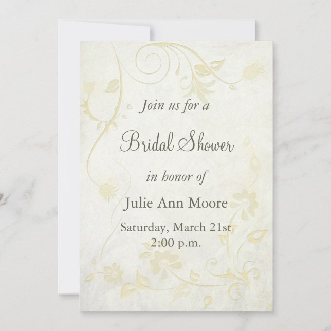 Invitación Elegante ducha de novias de época blanca (Anverso)
