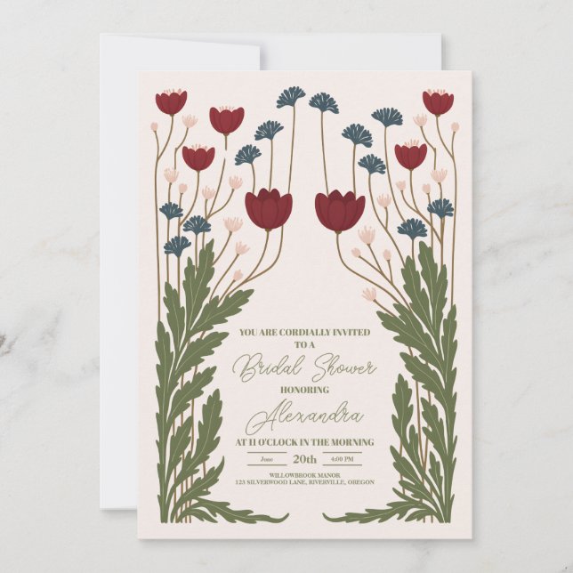 Invitación Elegante ducha de novias de estilo Art Nouveau flo (Anverso)