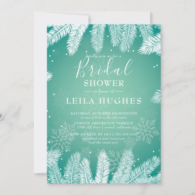 Invitación Elegante ducha de novias de invierno (Anverso)