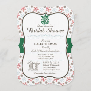 Invitación Elegante ducha de novias de invierno; copos de nie