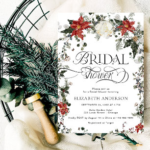 Invitación Elegante ducha de novias de invierno Evergreen