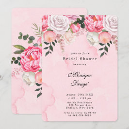 Invitación Elegante ducha de novias de los peones blancos ros
