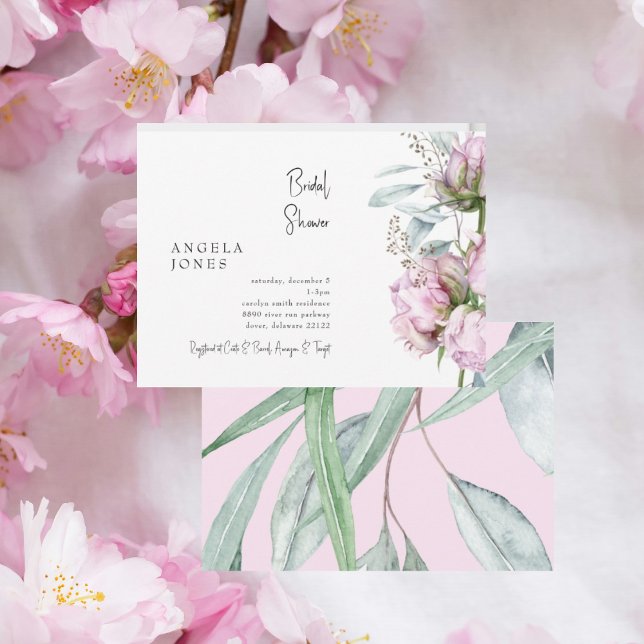 Invitación Elegante ducha de novias de los peones rosados (Subido por el creador)